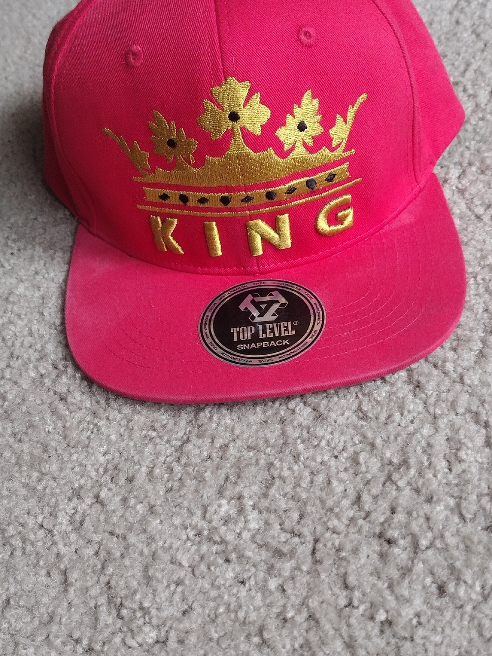 Gold Crown "KING" Embroidered Snapback Hat - $15